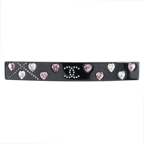 CHANEL COCO Mark Valletta heart black plastic/Rhinestone heart Women - Picture 1 of 7